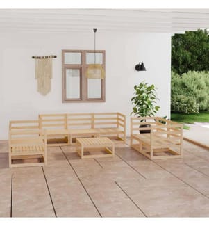 8-tlg. Garten-Lounge-Set Kiefer Massivholz