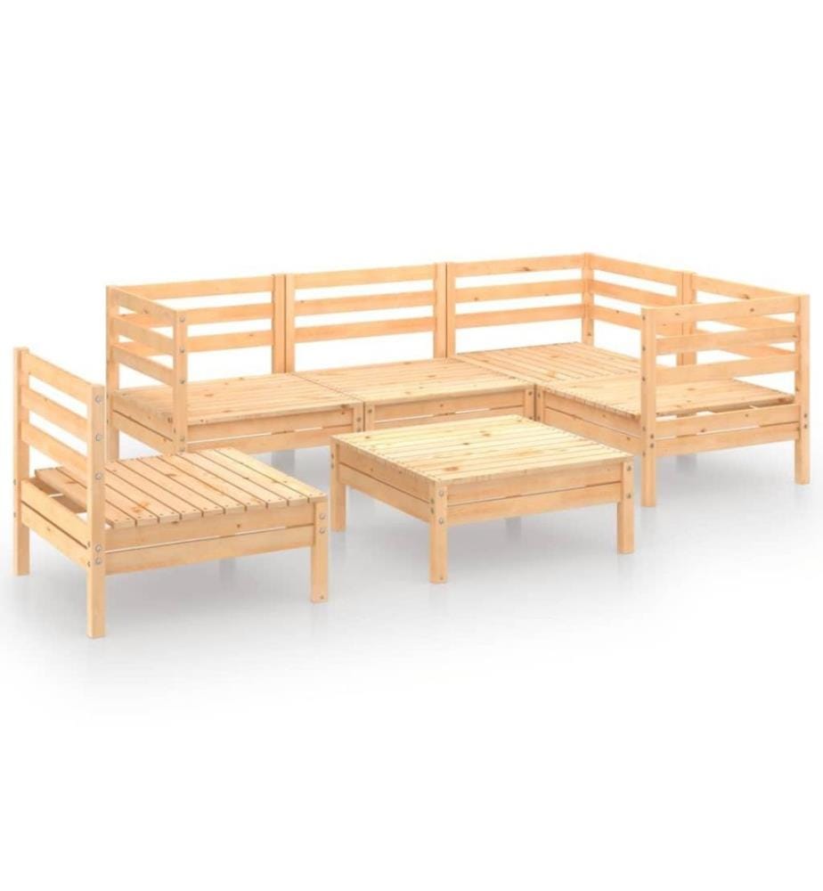 Salon de jardin 6 pcs Bois de pin massif