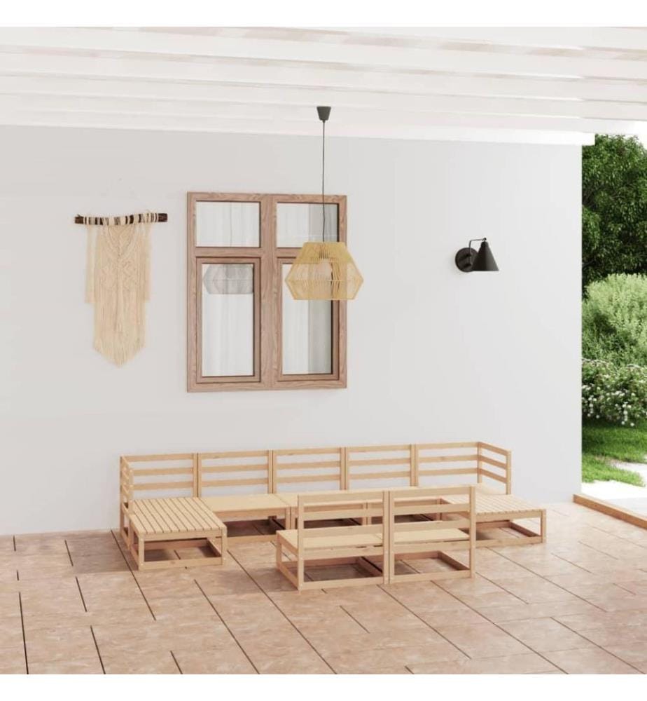 9-tlg. Garten-Lounge-Set Massivholz Kiefer
