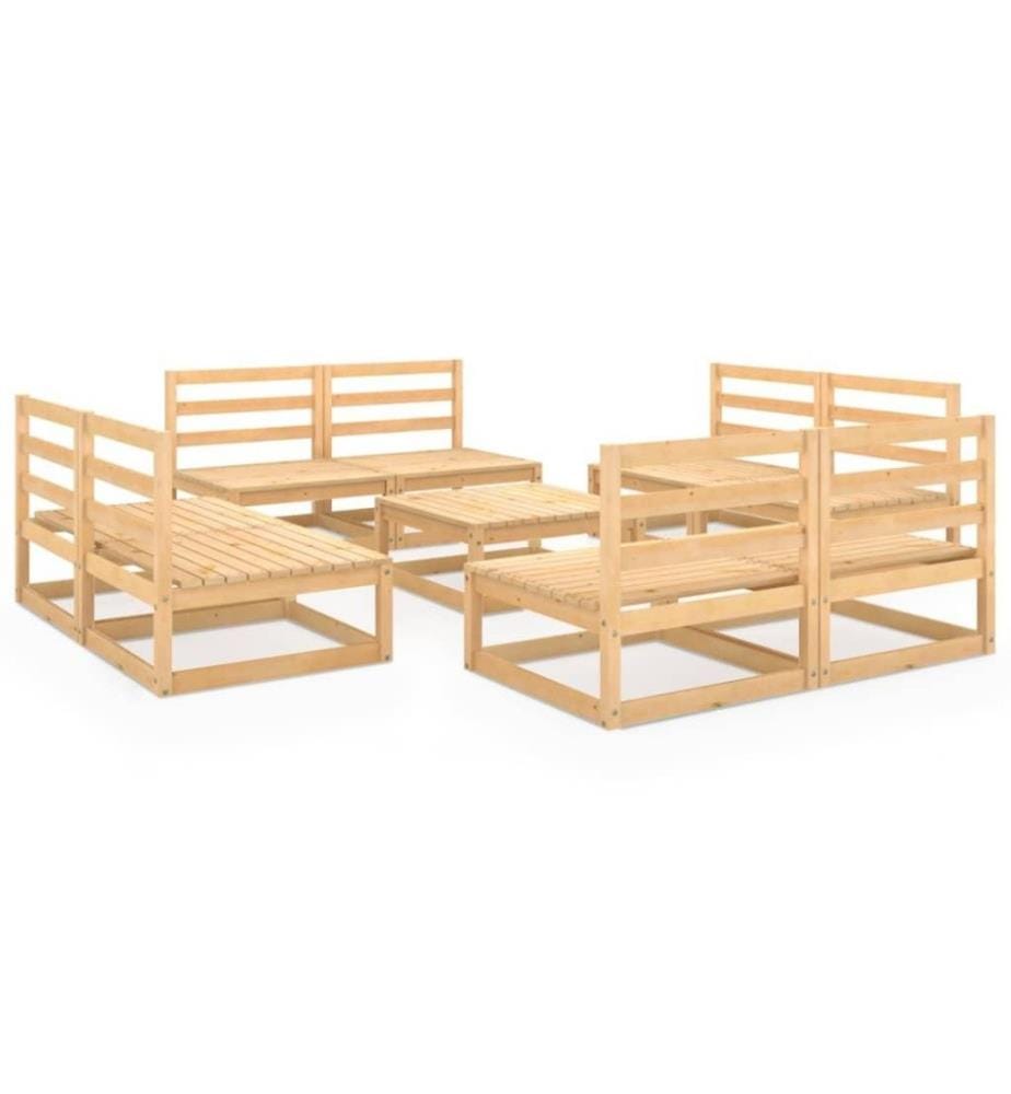 9-tlg. Garten-Lounge-Set Kiefer Massivholz