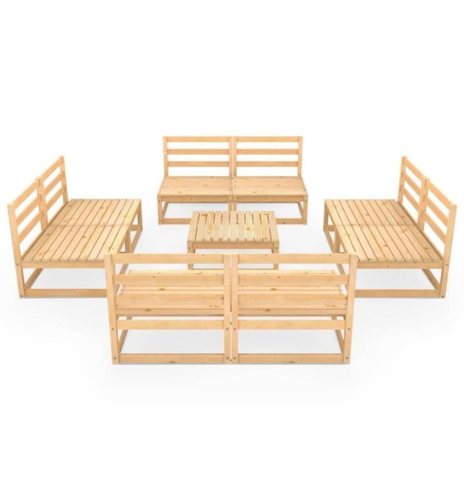 9-tlg. Garten-Lounge-Set Kiefer Massivholz