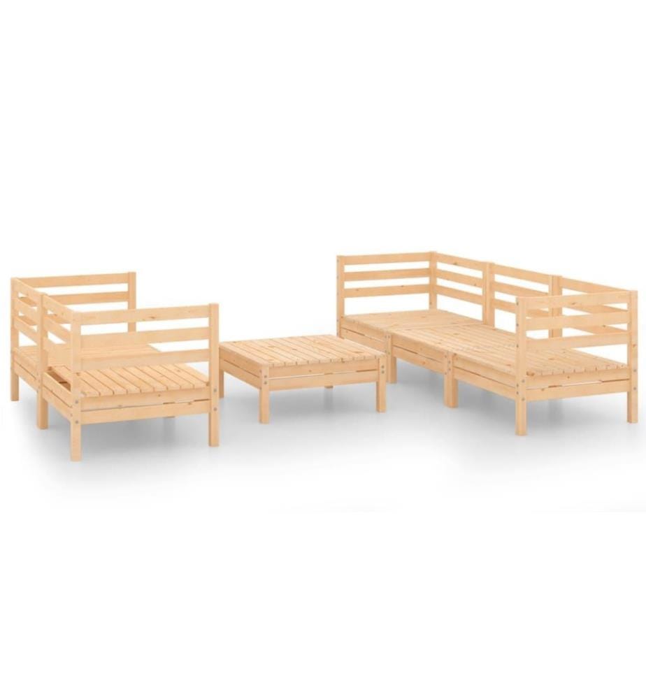 6-tlg. Garten-Lounge-Set Kiefer Massivholz