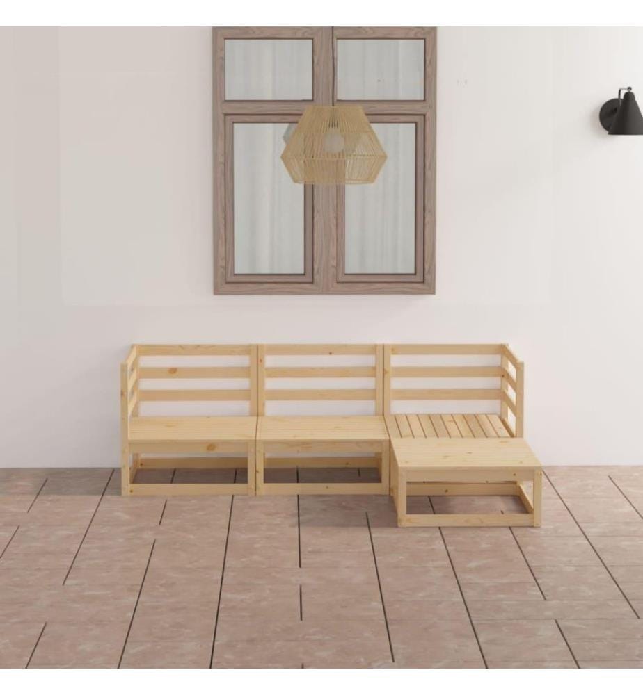 4-tlg. Garten-Lounge-Set Kiefer Massivholz