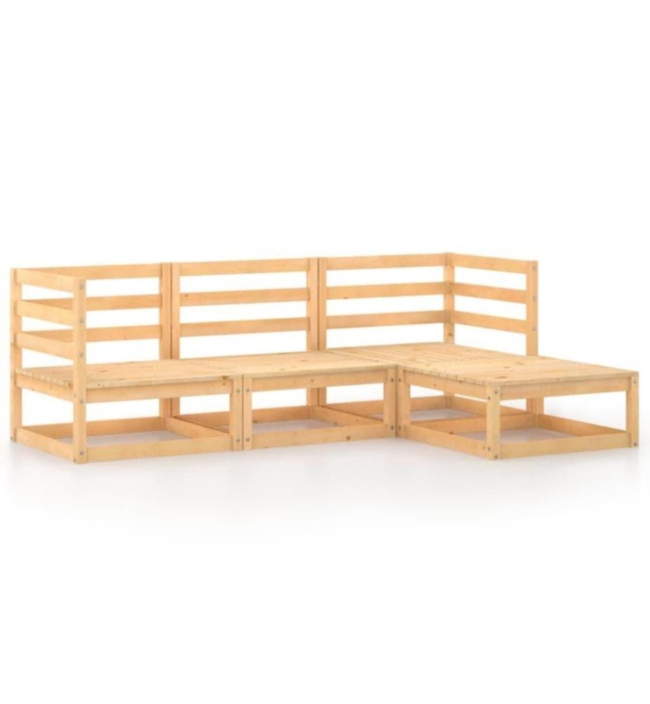 4-tlg. Garten-Lounge-Set Kiefer Massivholz