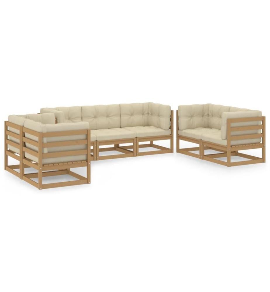 7-tlg. Garten-Lounge-Set mit Kissen Kiefer Massivholz