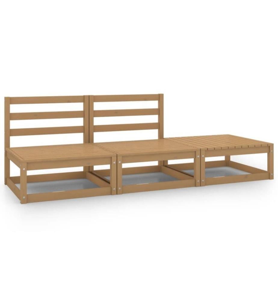 3-tlg. Garten-Lounge-Set Honigbraun Massivholz Kiefer