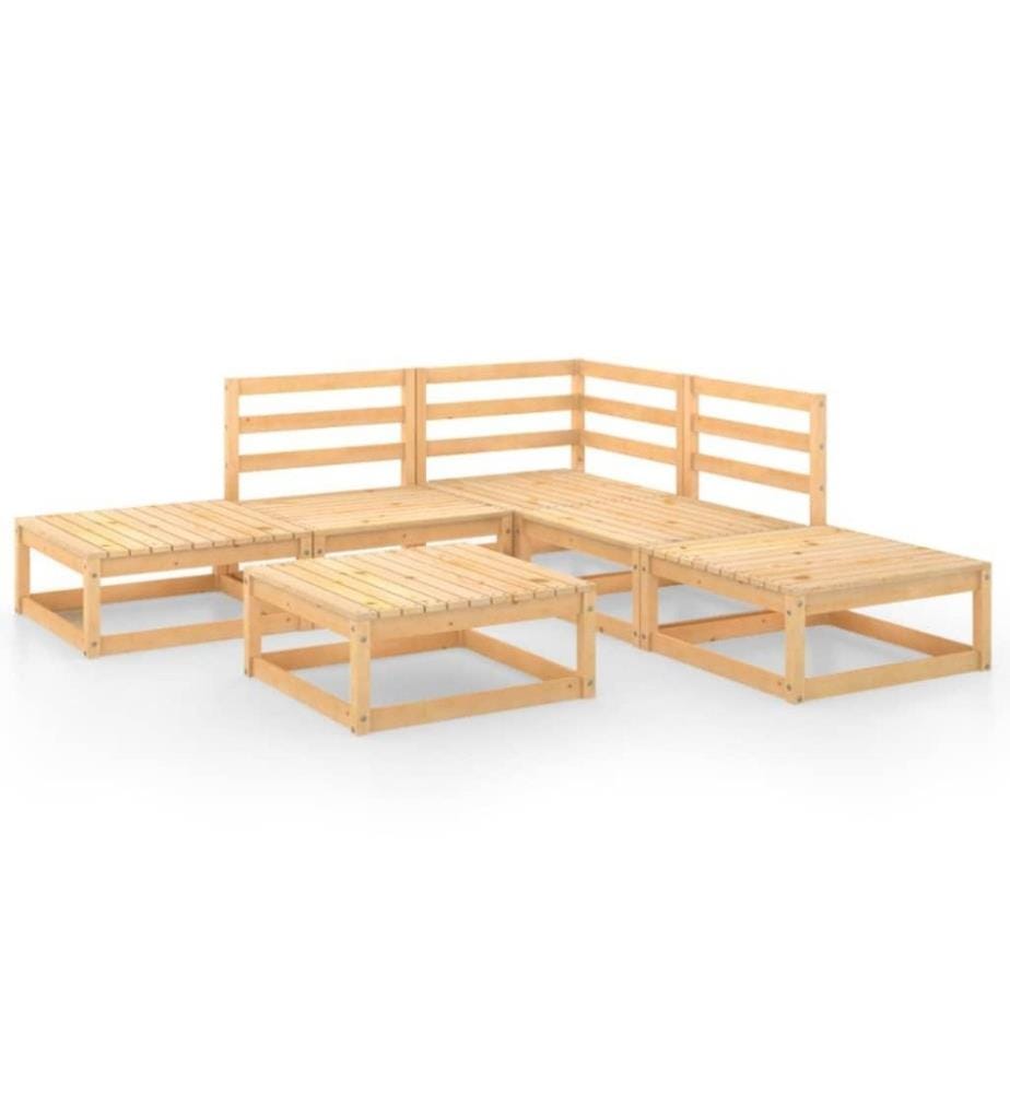 6-tlg. Garten-Lounge-Set Kiefer Massivholz