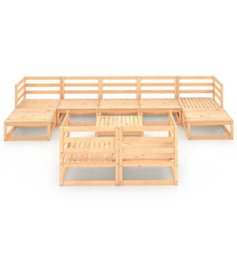 10-tlg. Garten-Lounge-Set Massivholz Kiefer