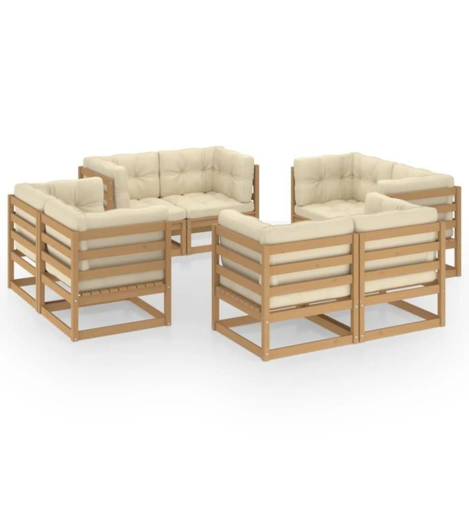 8-tlg. Garten-Lounge-Set mit Kissen Kiefer Massivholz