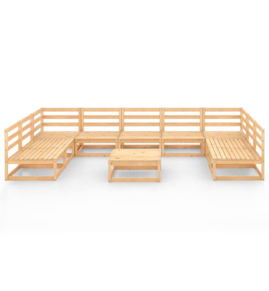 10-tlg. Garten-Lounge-Set Massivholz Kiefer