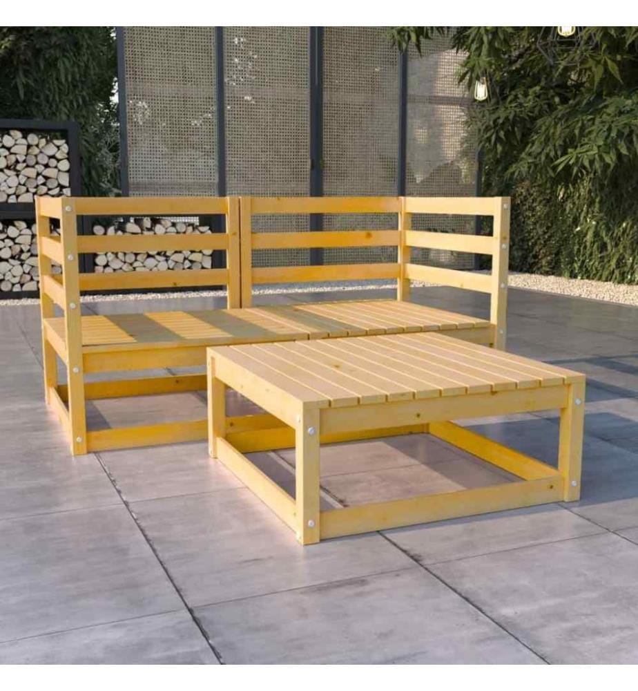 3-tlg. Garten-Lounge-Set Massivholz Kiefer