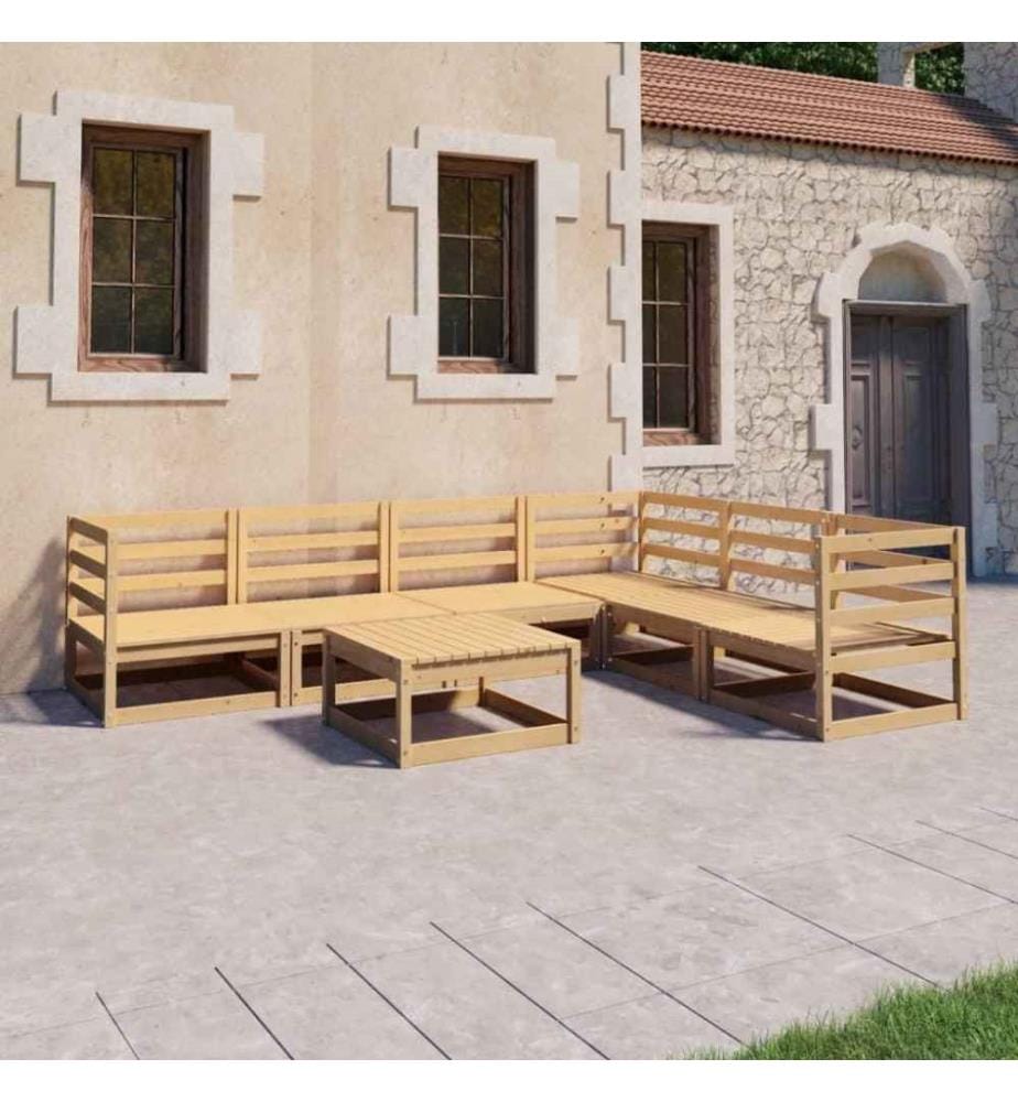 7-tlg. Garten-Lounge-Set Massivholz Kiefer