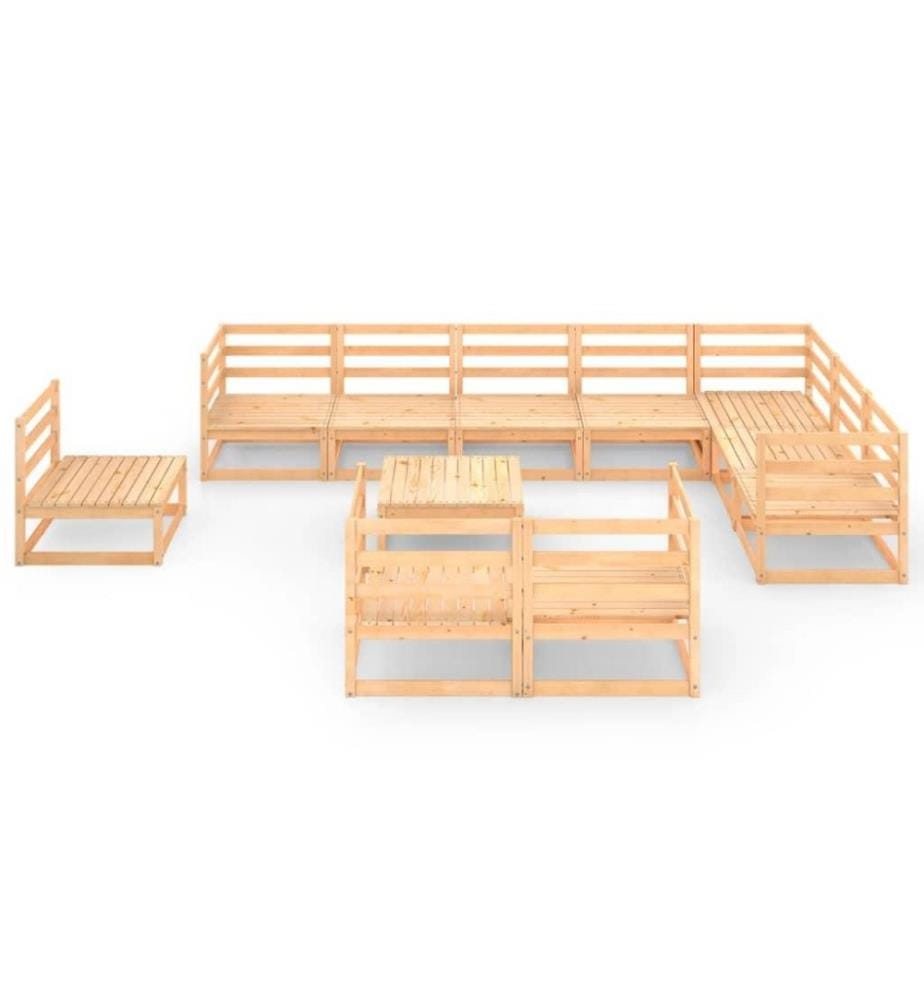 11-tlg. Garten-Lounge-Set Massivholz Kiefer