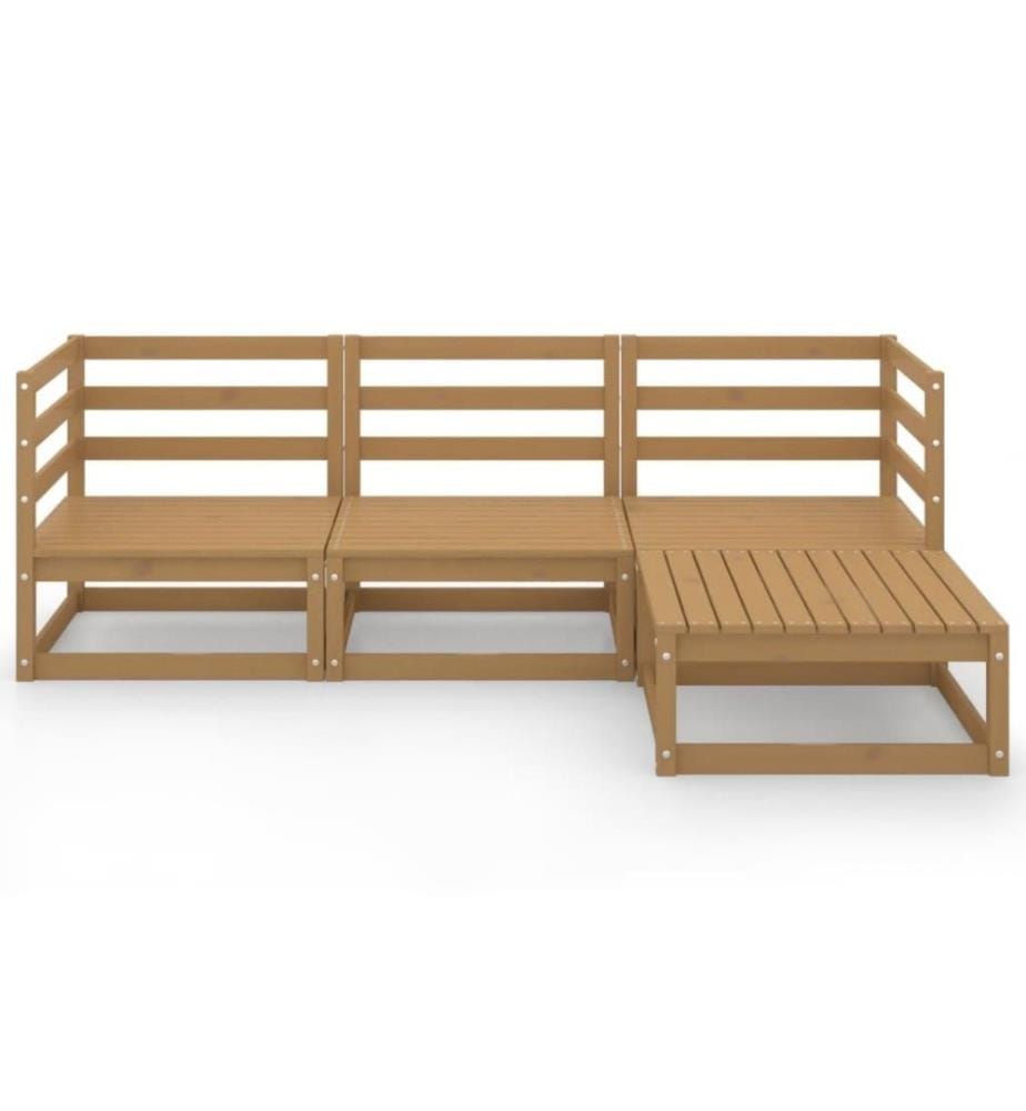 4-tlg. Garten-Lounge-Set Honigbraun Massivholz Kiefer