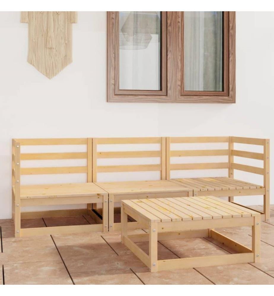 4-tlg. Garten-Lounge-Set Massivholz Kiefer