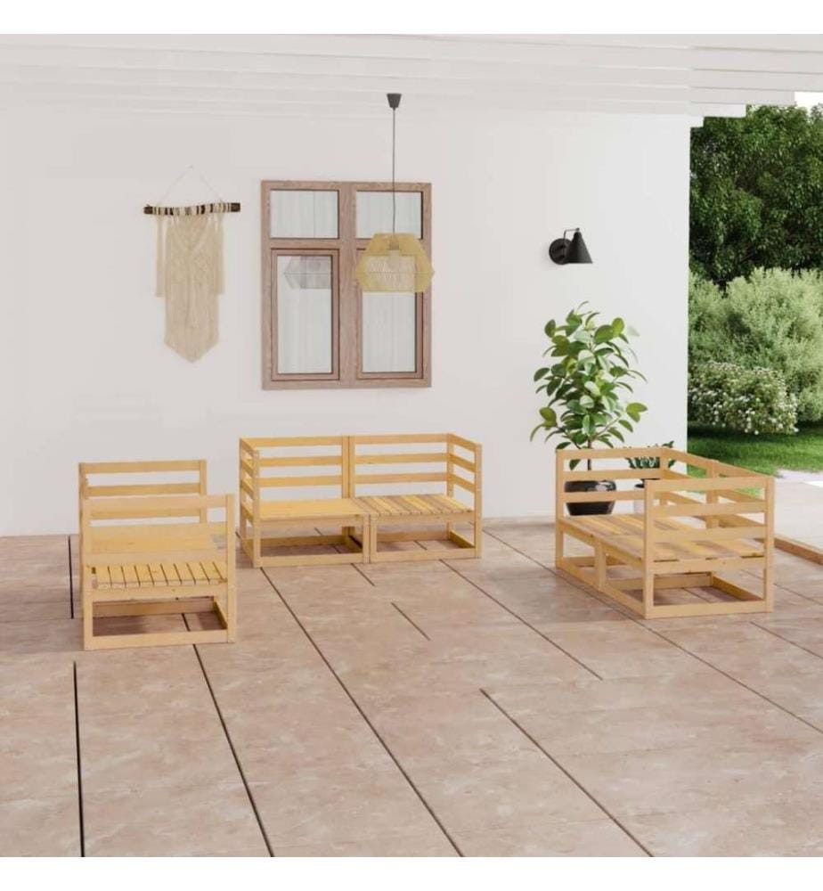 6-tlg. Garten-Lounge-Set Massivholz Kiefer