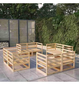 8-tlg. Garten-Lounge-Set Massivholz Kiefer