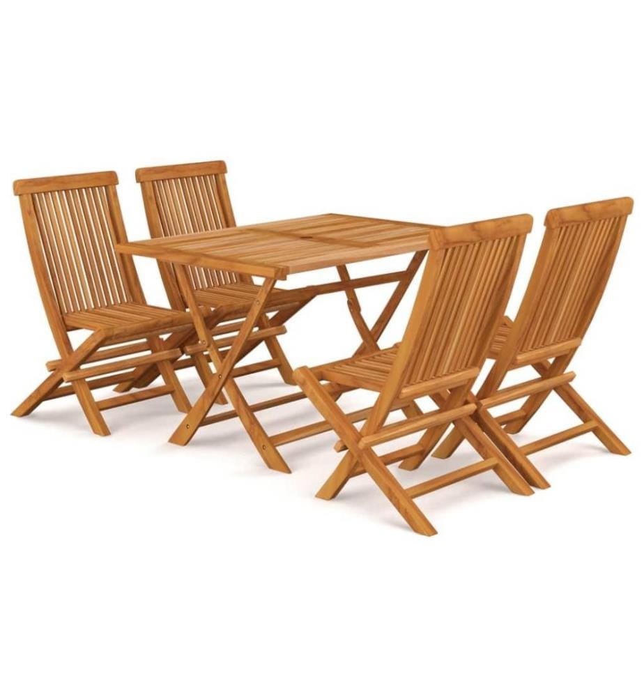 Salon de jardin 5 pcs Bois de teck massif