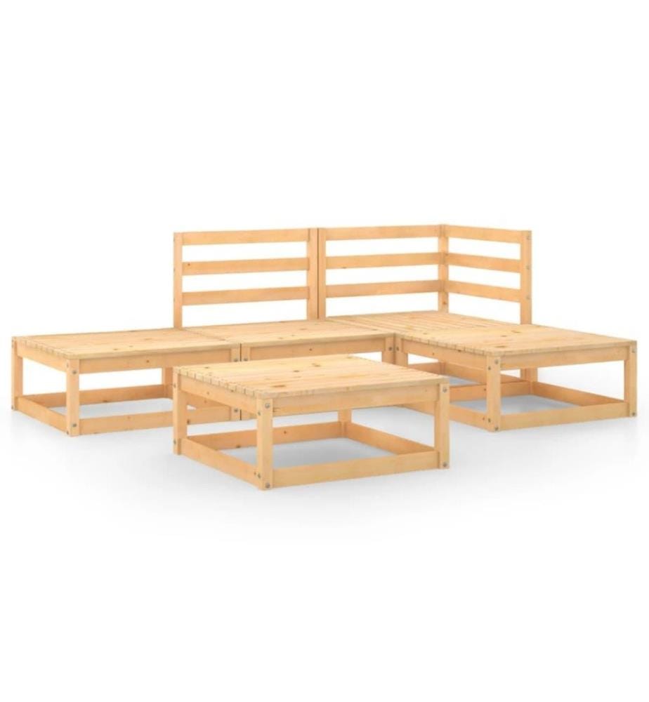 5-tlg. Garten-Lounge-Set Massivholz Kiefer