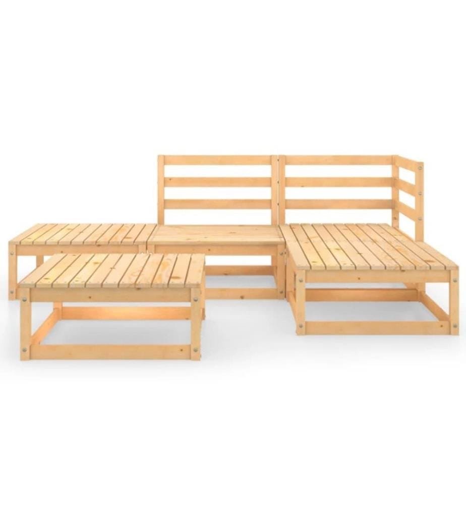 5-tlg. Garten-Lounge-Set Massivholz Kiefer