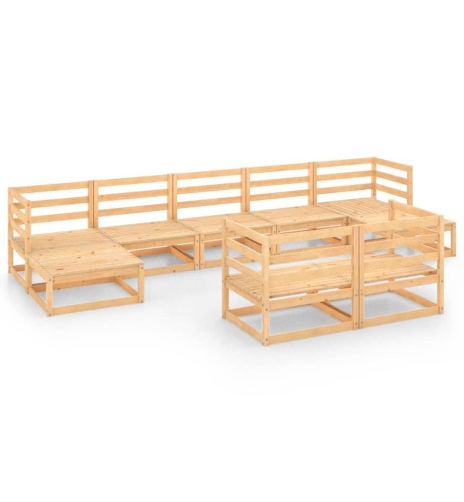 9-tlg. Garten-Lounge-Set Massivholz Kiefer
