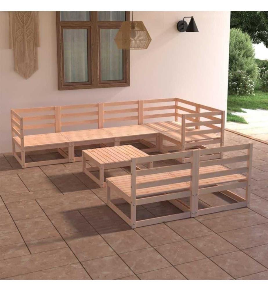8-tlg. Garten-Lounge-Set Massivholz Kiefer
