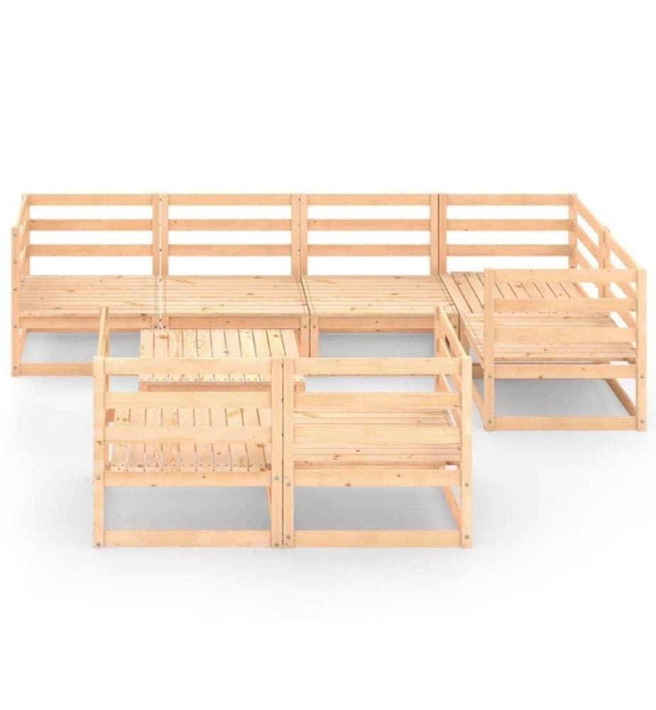 8-tlg. Garten-Lounge-Set Massivholz Kiefer