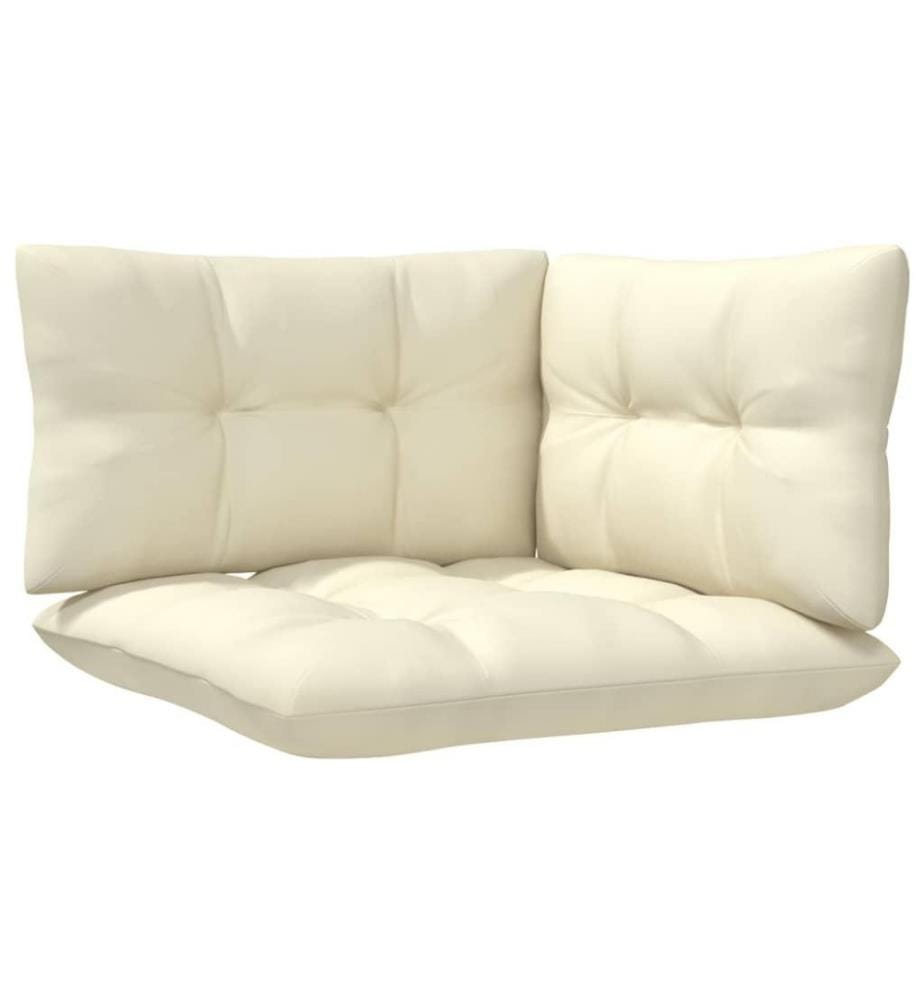 Salon de jardin 9 pcs avec coussins crème Bois de pin