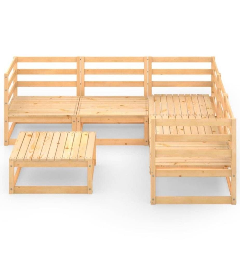 6-tlg. Garten-Lounge-Set Massivholz Kiefer
