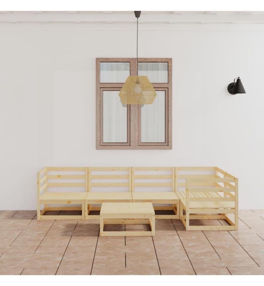 6-tlg. Garten-Lounge-Set Massivholz Kiefer