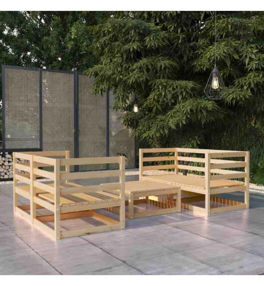 5-tlg. Garten-Lounge-Set Massivholz Kiefer