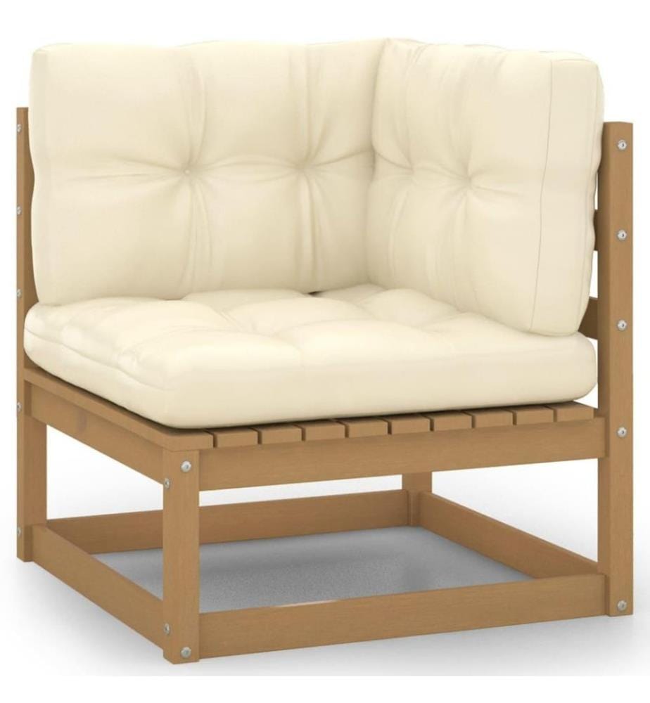 7-tlg. Garten-Lounge-Set Kissen Honigbraun Kiefer Massivholz
