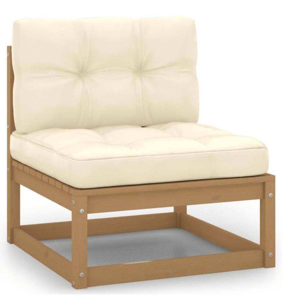 11-tlg. Garten-Lounge-Set Kissen Honigbraun Kiefer Massivholz