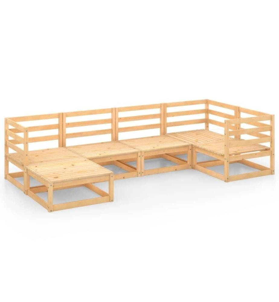 6-tlg. Garten-Lounge-Set Massivholz Kiefer