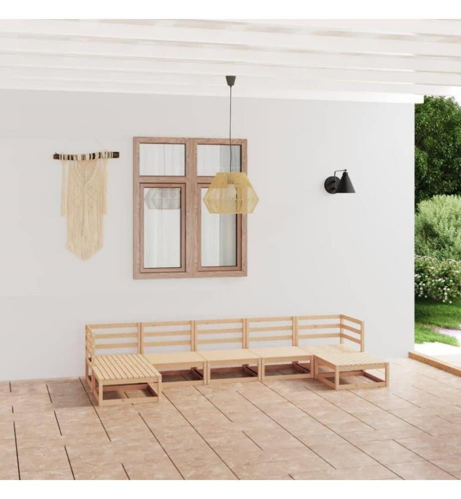 7-tlg. Garten-Lounge-Set Massivholz Kiefer