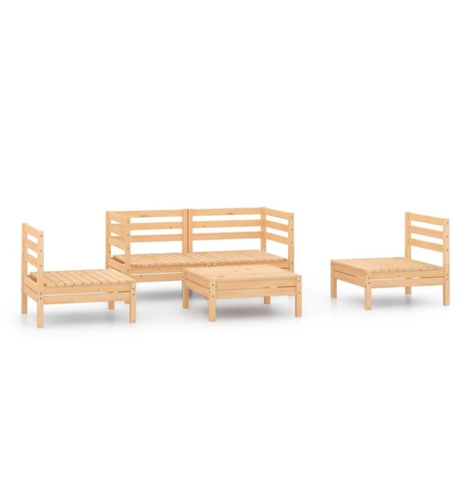 5-tlg. Garten-Lounge-Set Kiefer Massivholz