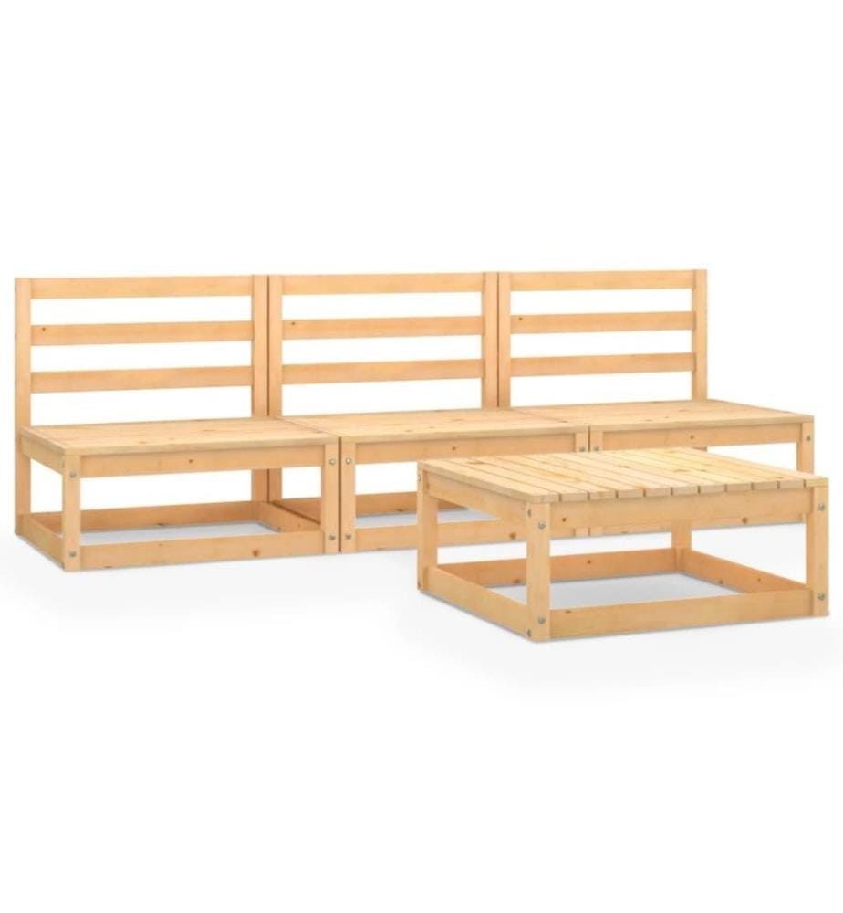 4-tlg. Garten-Lounge-Set Massivholz Kiefer