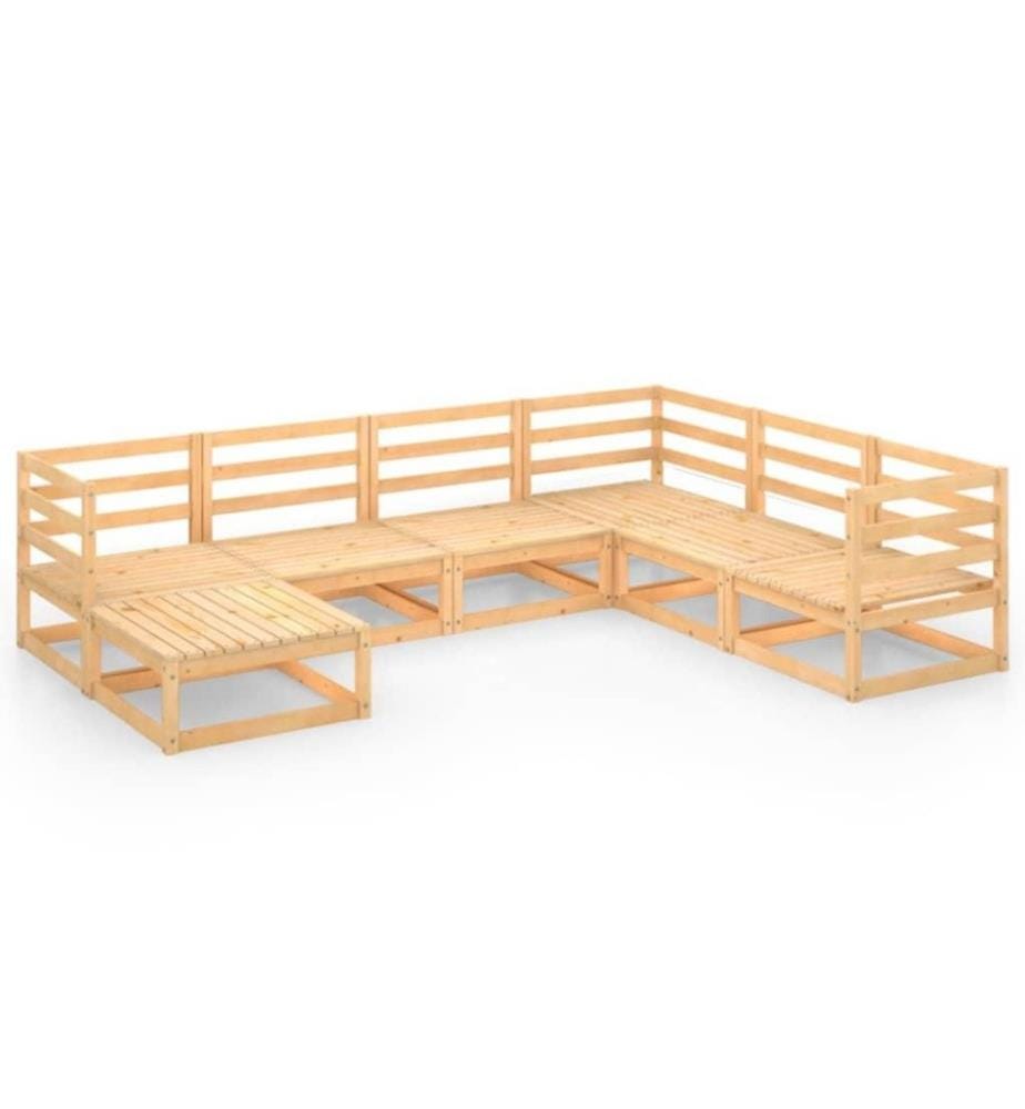 7-tlg. Garten-Lounge-Set Massivholz Kiefer