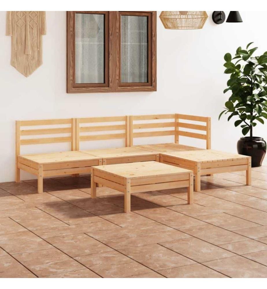 5-tlg. Garten-Lounge-Set Kiefer Massivholz