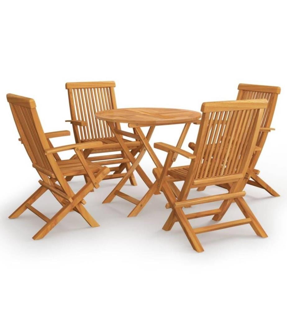 Salon de jardin 5 pcs Bois de teck massif