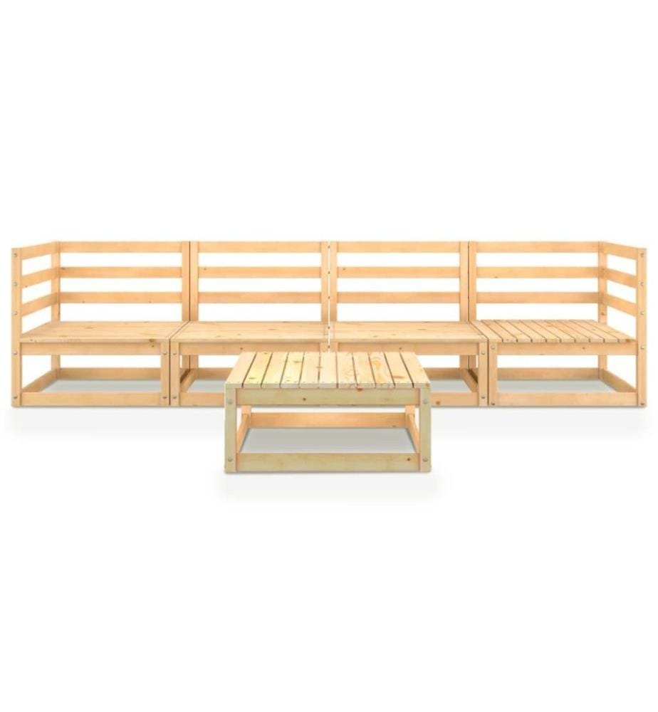 5-tlg. Garten-Lounge-Set Massivholz Kiefer