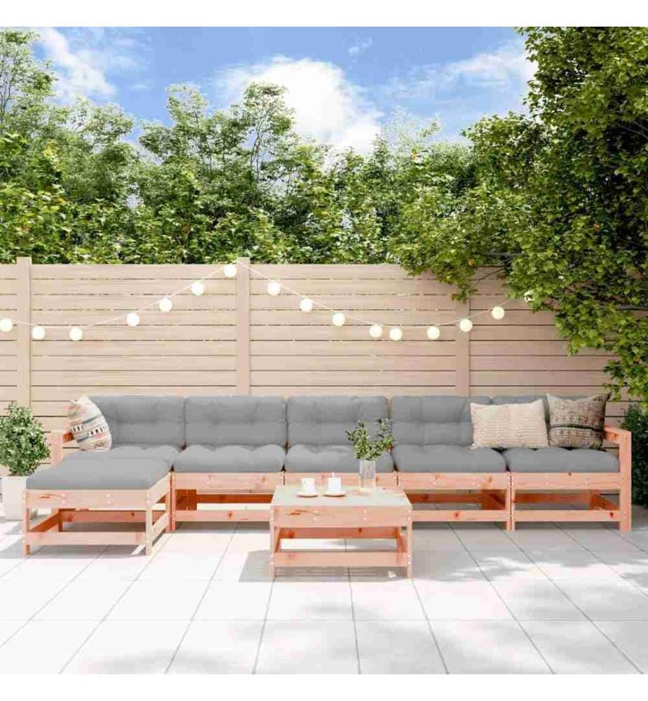 7-tlg. Garten-Lounge-Set mit Kissen Massivholz Douglasie