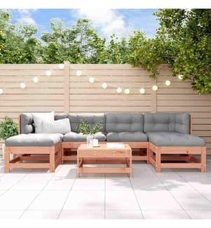 Salon de jardin 7 pcs avec coussins bois massif douglas