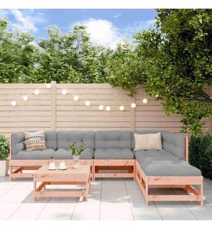 Salon de jardin 7 pcs avec coussins bois massif douglas