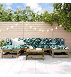 Salon de jardin 7 pcs avec coussins bois de pin imprégné
