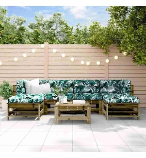 Salon de jardin 7 pcs avec coussins bois de pin imprégné