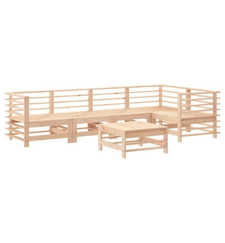 6-tlg. Garten-Lounge-Set mit Kissen Massivholz