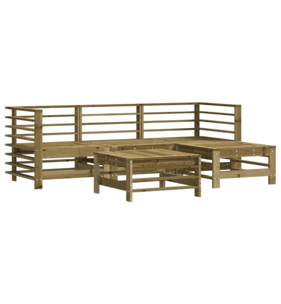 Salon de jardin 5 pcs avec coussins bois de pin imprégné