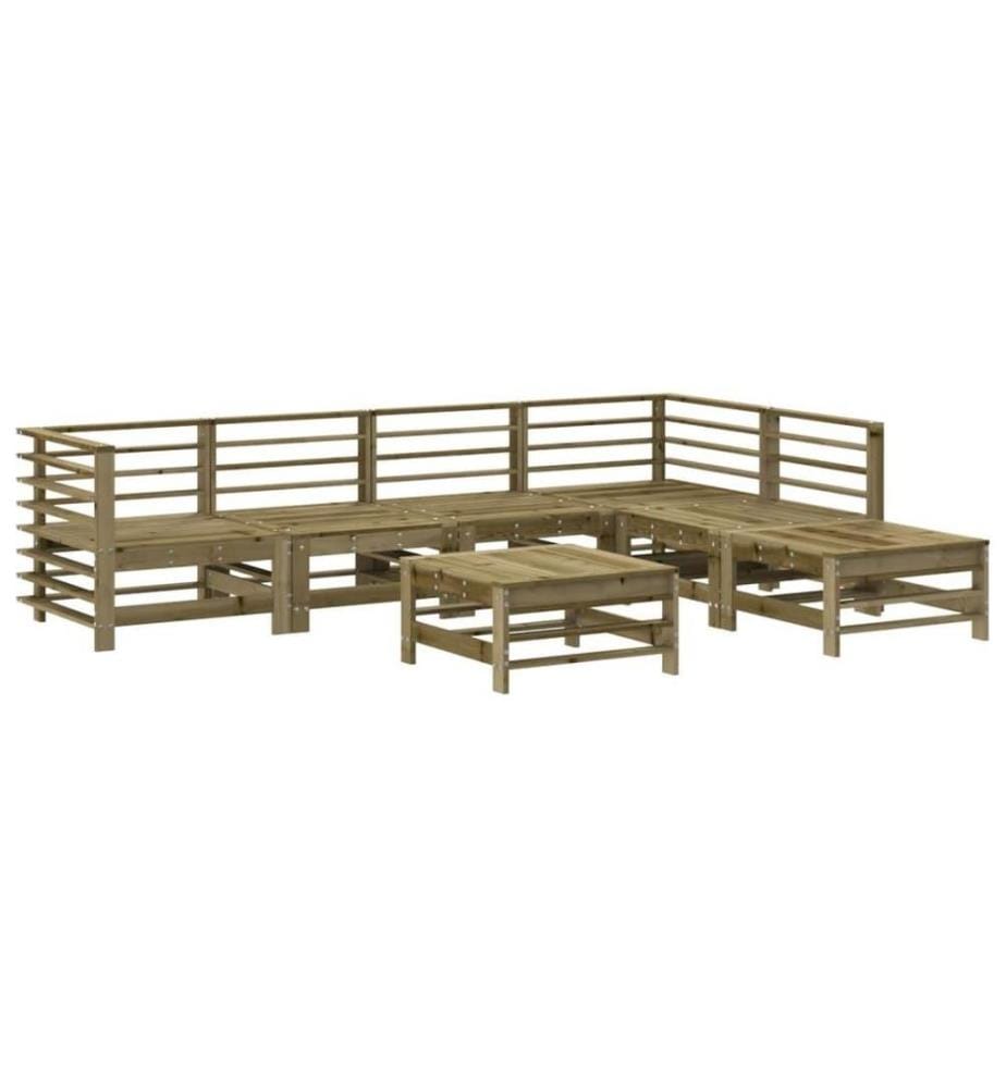 Salon de jardin 7 pcs avec coussins bois de pin imprégné