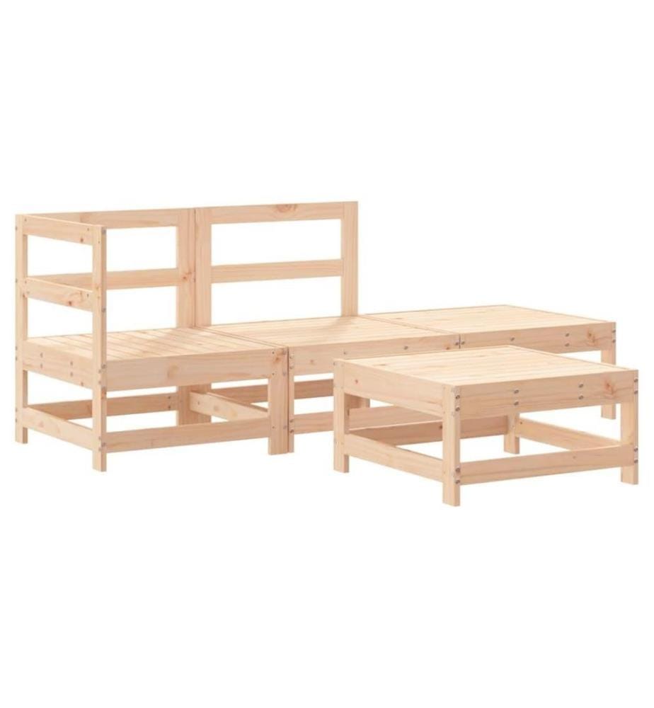4-tlg. Garten-Lounge-Set mit Kissen Massivholz